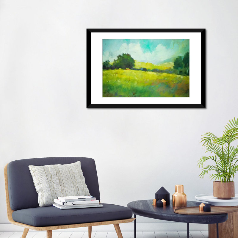«Hillside», reproduction d'art sur toile, Papier d'art encadré noir, Blanc, H 24 po x l 32 po x P 1 po