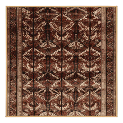 Machine Washable Persian Brown Area Rug