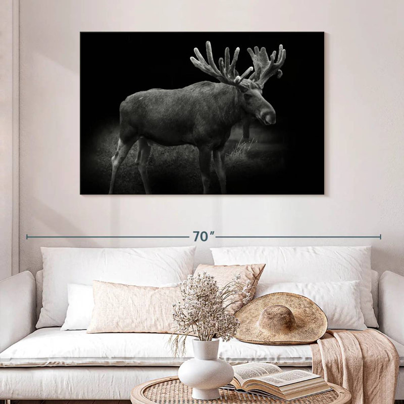 Brampt Monochromatic Bull Moose, 32" H x 48" W
