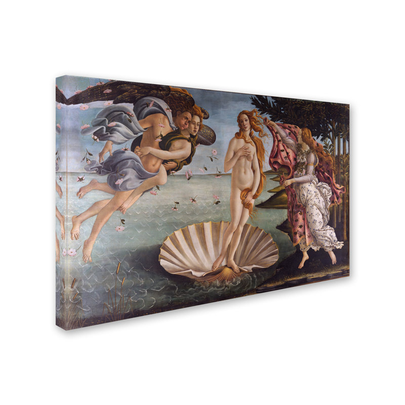 "naissance of venus 1484" par reproduction d’art sur toile tendue Sandro Botticelli, H 12 po x l 19 po