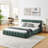 Queen Size Upholstered Storage Bed Frame With Chenille Fabric And Headboard, Built-In Drawers-1929926737