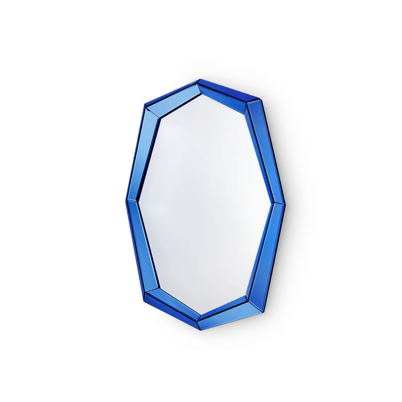 Avery Elongated Glass Mirror, Sapphire Blue