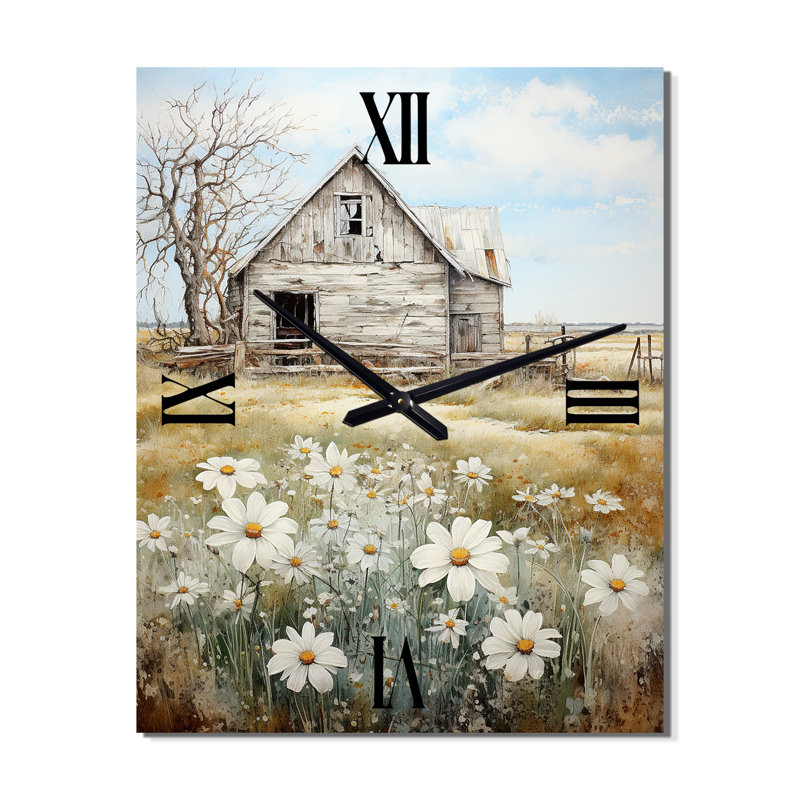 Horloge murale moderne Farmhouse Quiet Retreat II - Floral, Grand