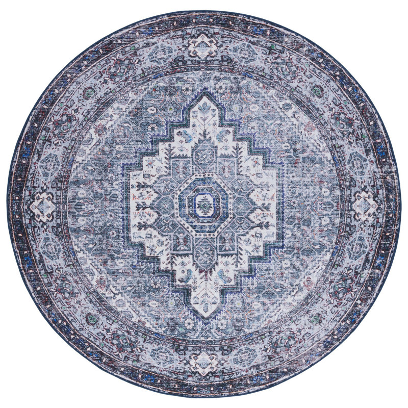 Tapis oriental beige / vert, Rond 6 pi