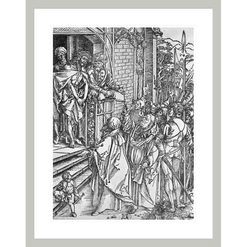 Le Christ présenté aux gens (gravure sur bois) (photo en noir et blanc) par Albrecht Dürer - Impression Giclée encadrée