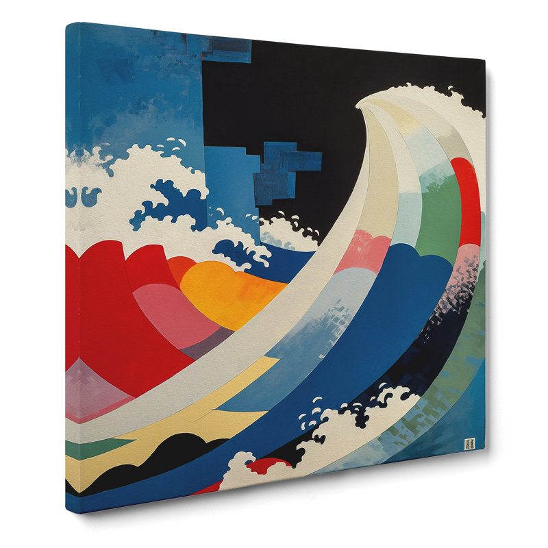 Japanese Wave Suprematism No.2 - Wrapped Canvas, 35cm H x 35cm W x 3cm D