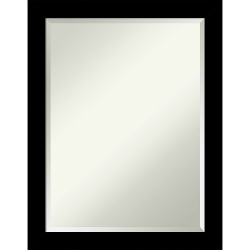 Jochelle Solid Wood Rectangle Wall Mirror, Black, 27.25" x 21.25"