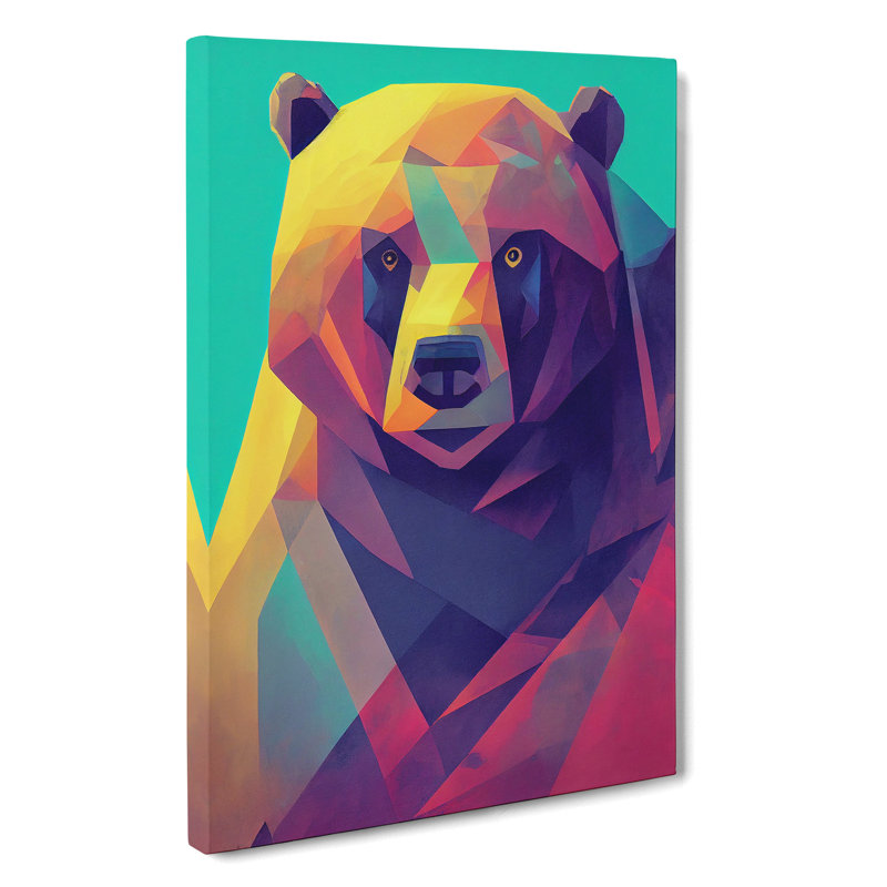 A Geometric Bear No.4 Abstract - Wrapped Canvas Print, 50cm H x 35cm W x 3cm D