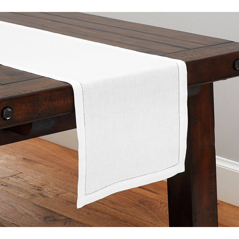 Classic Hemstitch Pure Linen Table Runner, 54" x 16"