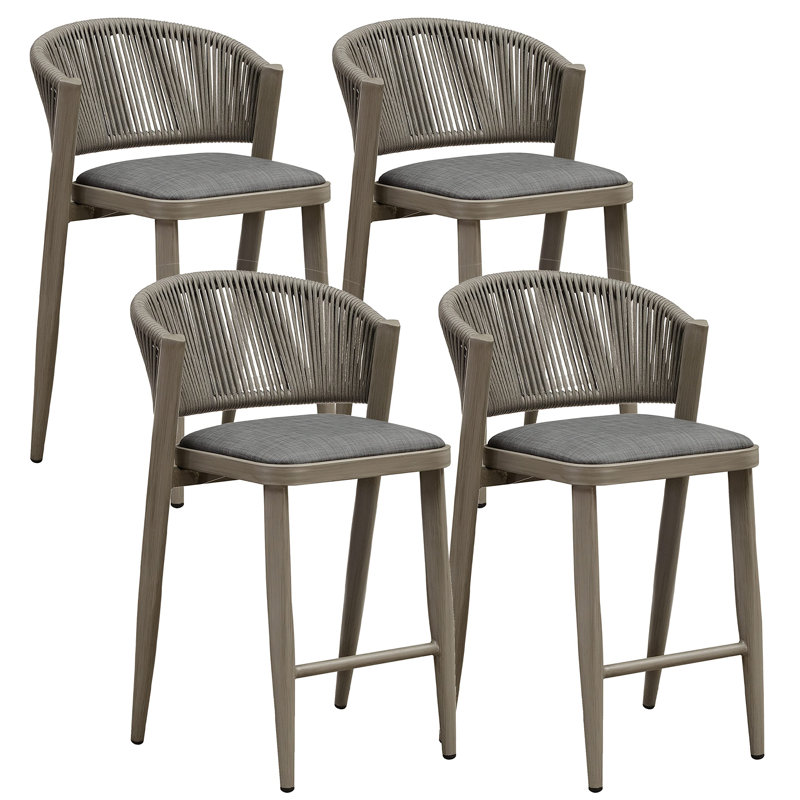 Tabouret d'extérieur avec coussin Brasia, 25.79", gris