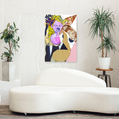 Surreal Woman Collage Abstract Bold Colorful Portrait Wall Art Print 1 Piece Wrapped Canvas Wall Art