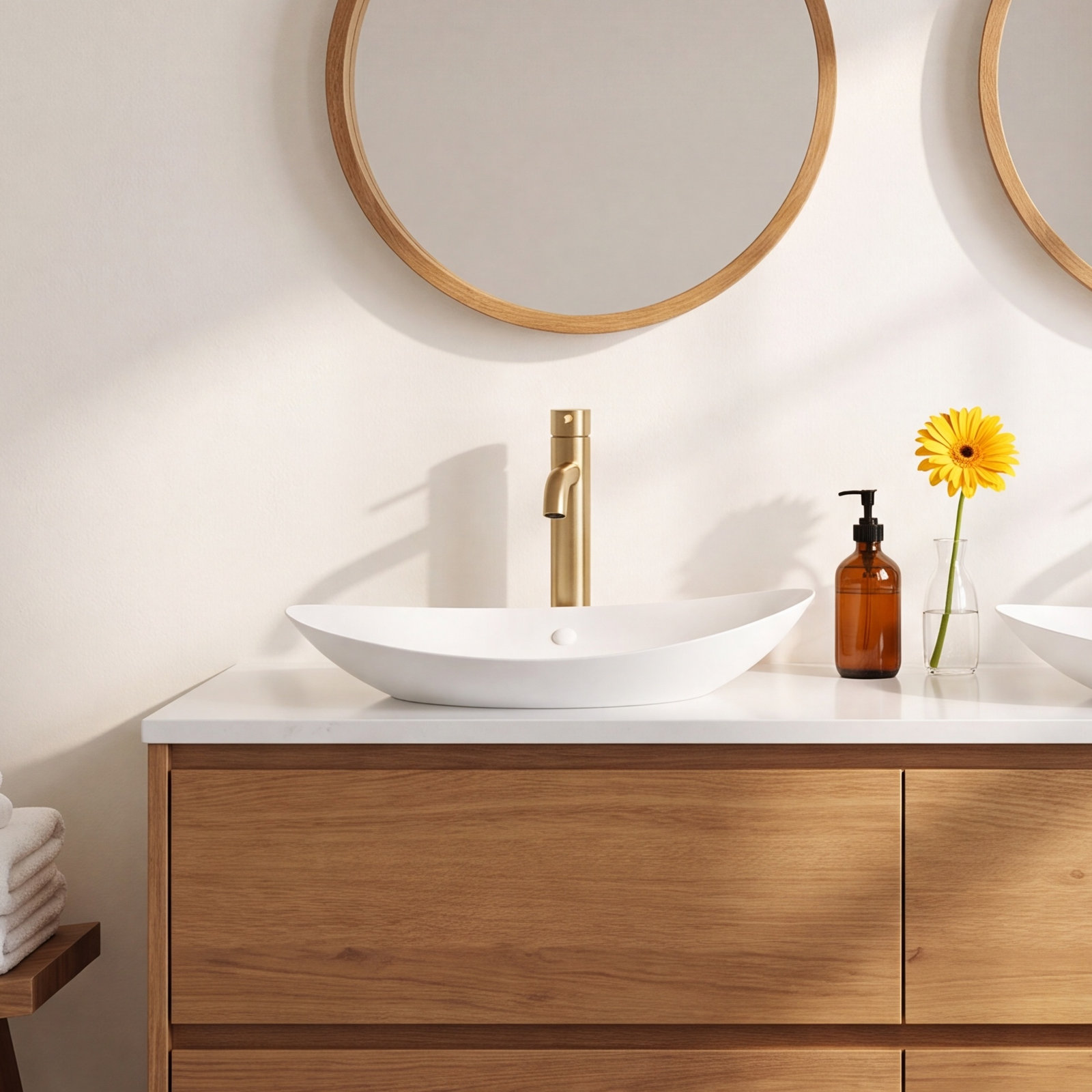 Veil Trough Vessel Sink, White