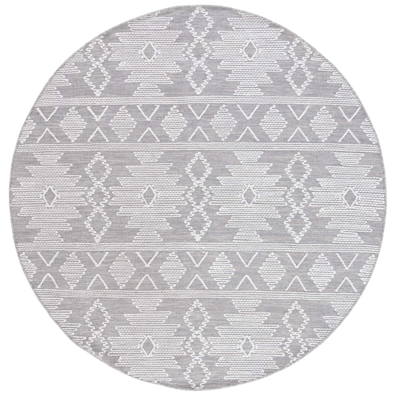Tapis à motif géométrique Kilim, Rond 6 pi