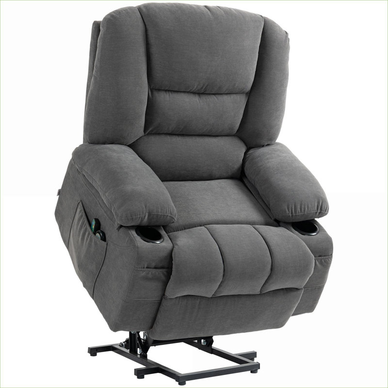 Fauteuil inclinable classique en polyester gris avec télécommande Elderly Home Relaxation, Tissu gris