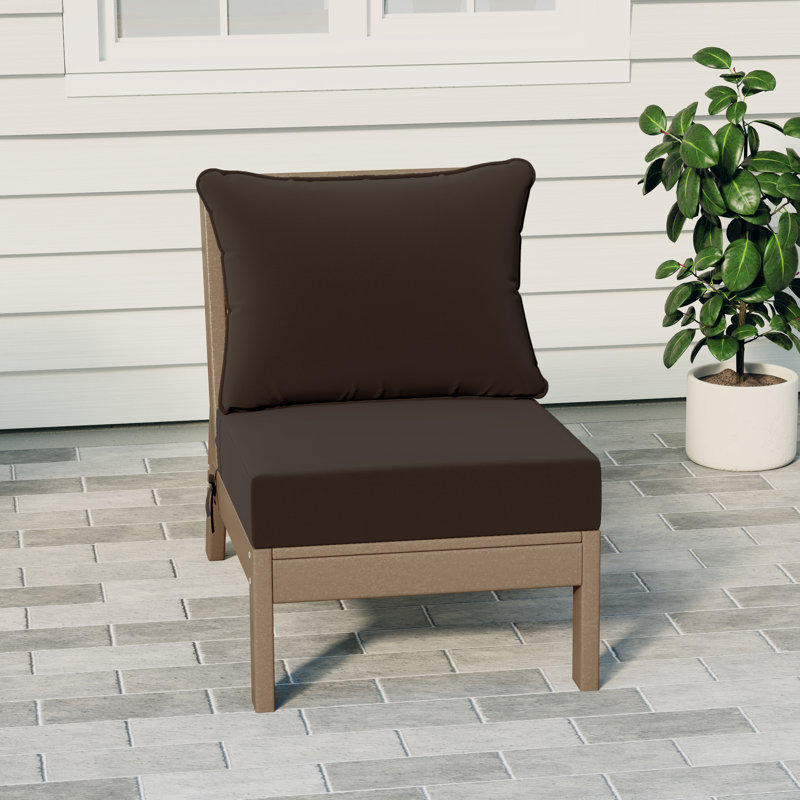 Deep Seating Armless Chair With Cushions, Brown, Light Brown