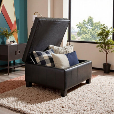 Mysig Storage Ottoman With Lift-Top Design, 30.25" Square Tufted Seat, 300lbs Capacity, Rubber Wood Legs For Living Room & Bedroom