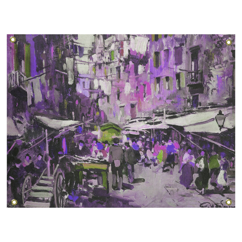 Tapisserie murale du marché Macintyre à Naples, H 81,5 po x l 60,5 po, Mauve