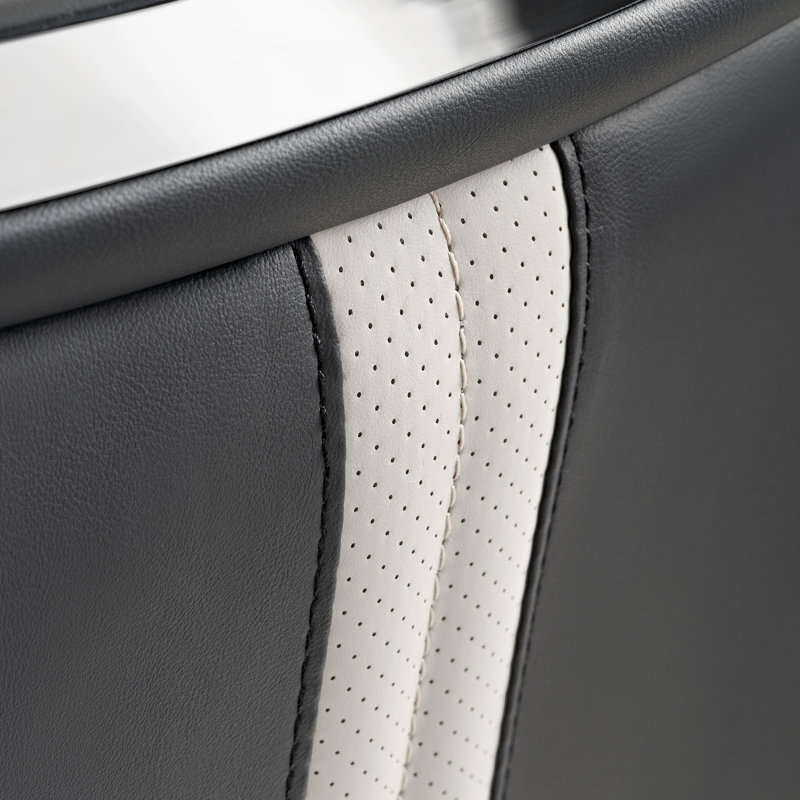Ensemble de 3 chaises de bureau en cuir, Gris fer