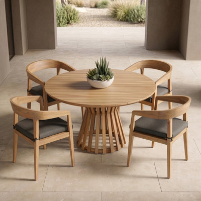 Ensemble de table de salle à manger d'extérieur gris et eucalyptus Sintra