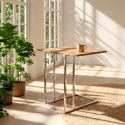 Table d'appoint pivotante extensible Danson en chêne vieilli, 61 cm L x 46 cm P x 61 cm H