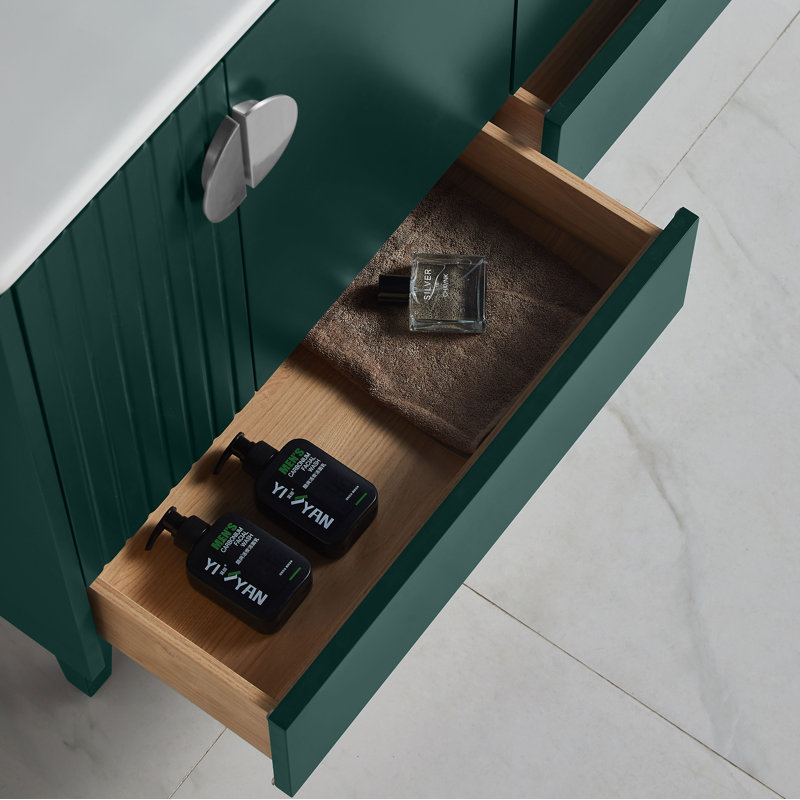 Ensemble de meuble-lavabo simple 48 po Saimah, Chrome poli, Vert