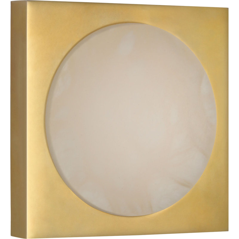 Dichotomy Sconce with Alabaster, 4.5" H x 4.5" W x 0.75" D, Antique-Burnished Brass, 1 Lights