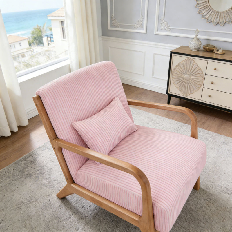 Wooden Lounge Chair, Pink