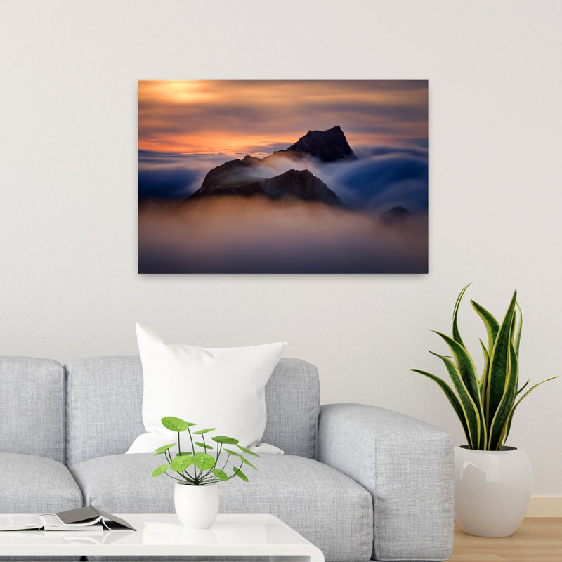 Art contemporain contemporain, paysage de montagne abstrait, H 24 po x l 36 po