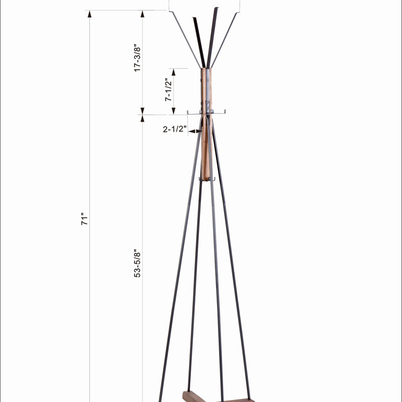 Reclaimed Wood And Metal Freestanding Coat Rack With Hooks, Perfect For Bedroom And Living Room Organization