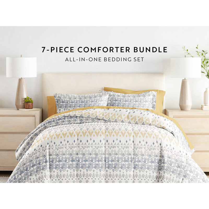 Twin Gray Geometric Microfiber Bed in a Bag Set