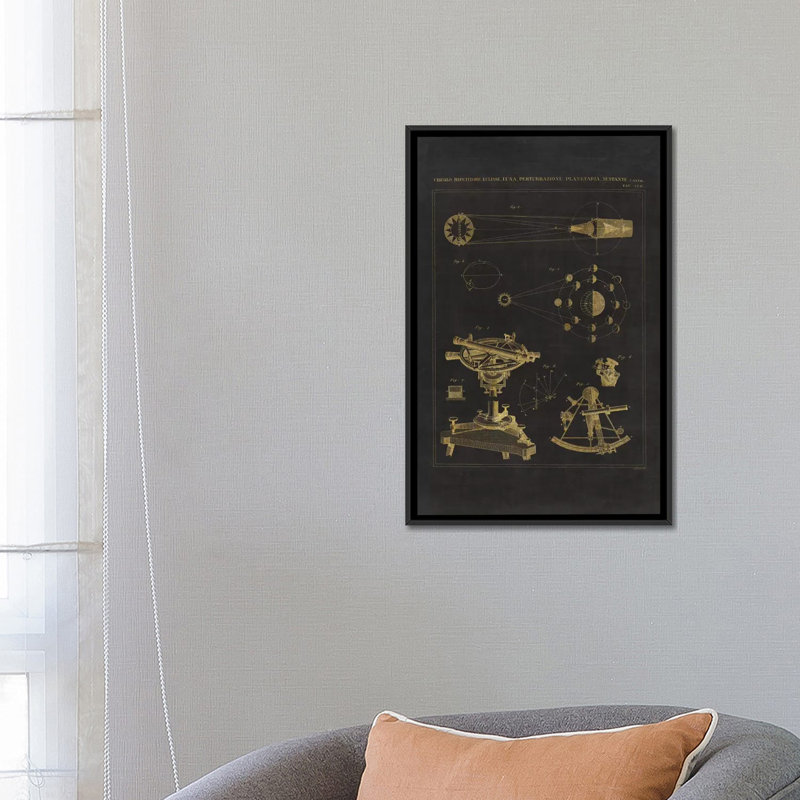 « astronomie chart ii », impression sur toile tendue, H 26 po x l 18 po x P 1,5 po, Toile avec cadre noir, Pas de tapis