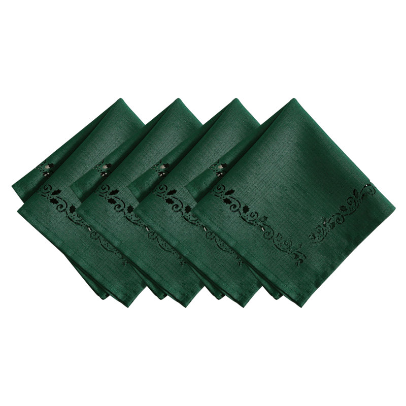 Yusra Holly Scroll Laser Cut Napkins, Set of 4, 17"x17"