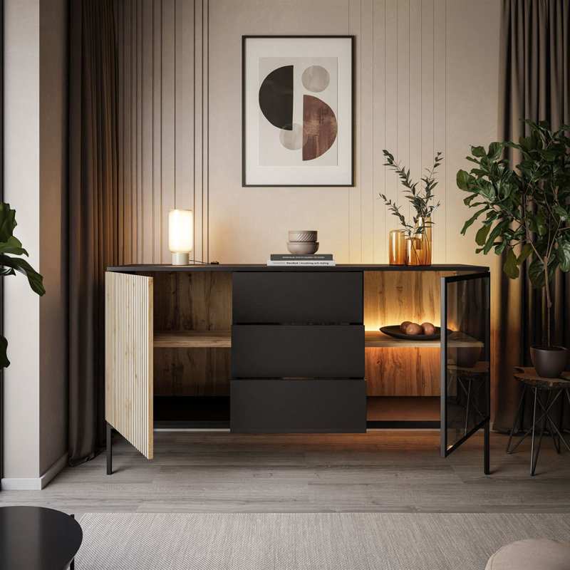 Chenell 154 Cm Wide 3 Drawer Sideboard