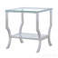 Table de bout carrée en verre chromé