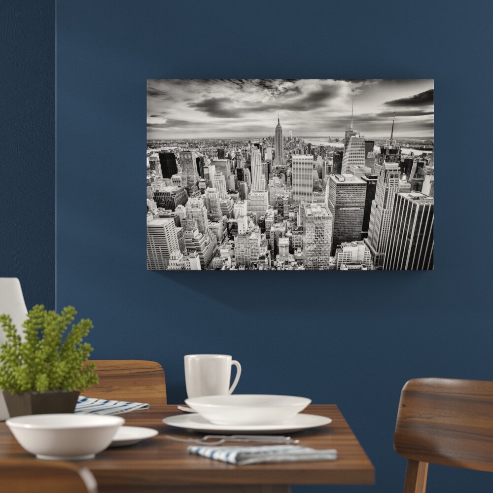 Leinwandbild Skyline von New York in Monochrom