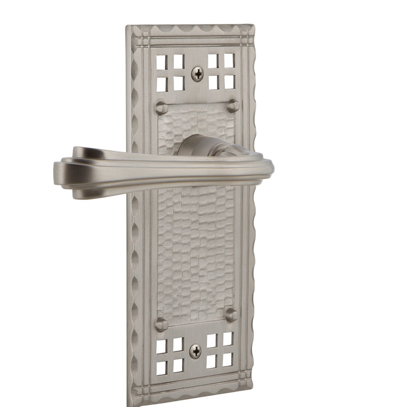 Craftsman Plate Single Dummy with Fleur Lever, Left Handed, Satin Nickel