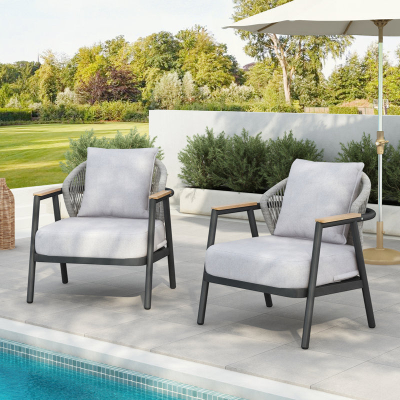 Outdoor Rope Club Chair With Cushion, Grey/Black