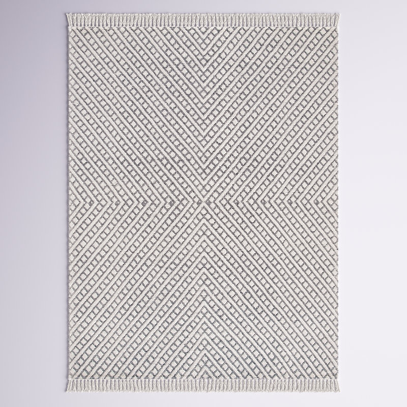 Barrington Ivory/Black Hand Tufted Wool/Cotton/Rug, Rectangle 3' x 5'