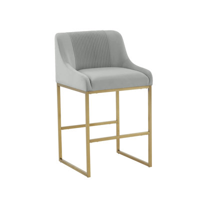 Robicheaux Pleated Velvet Counter Stool by Mercer41