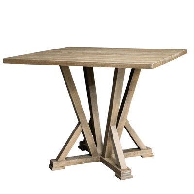 Table de travail moderne, 45 po en bois d'hévéa massif, thème rustique antique, 36 po de hauteur, brun grisâtre, spacieuse pour 4 personnes, bureau carré facile à assembler, finition, hauteur, pour 4 utilisateurs, instructions