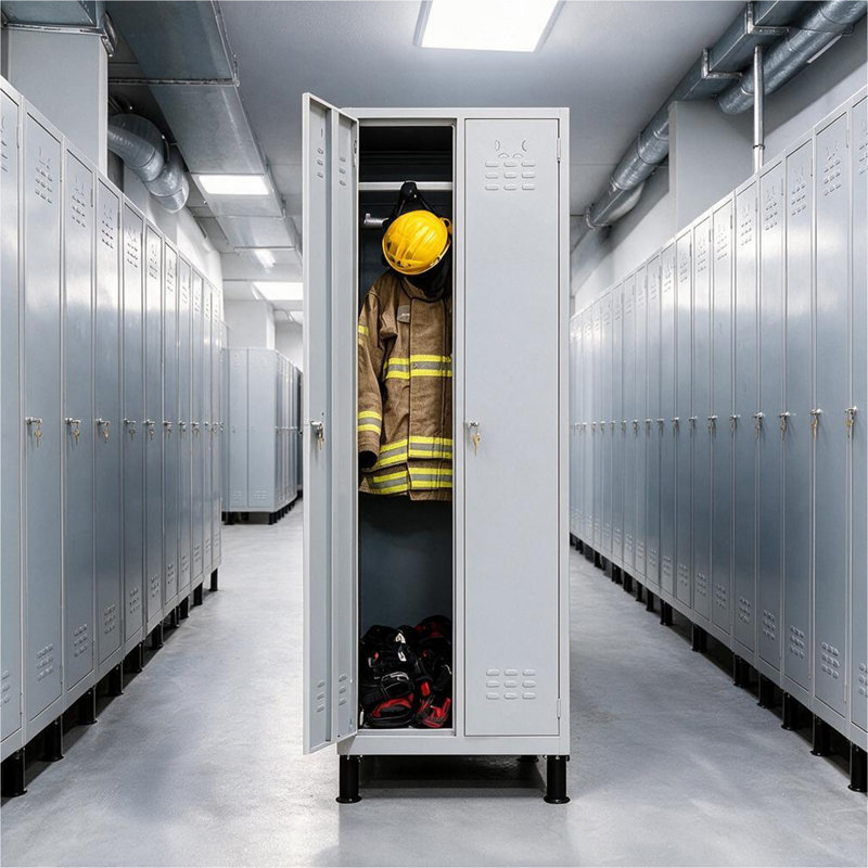  2-Door 180 cm Metal Locker Cabinet, Lockable Storage Locker Metal Cabinet for Office, Gym, Garage & School, Gray, Grey