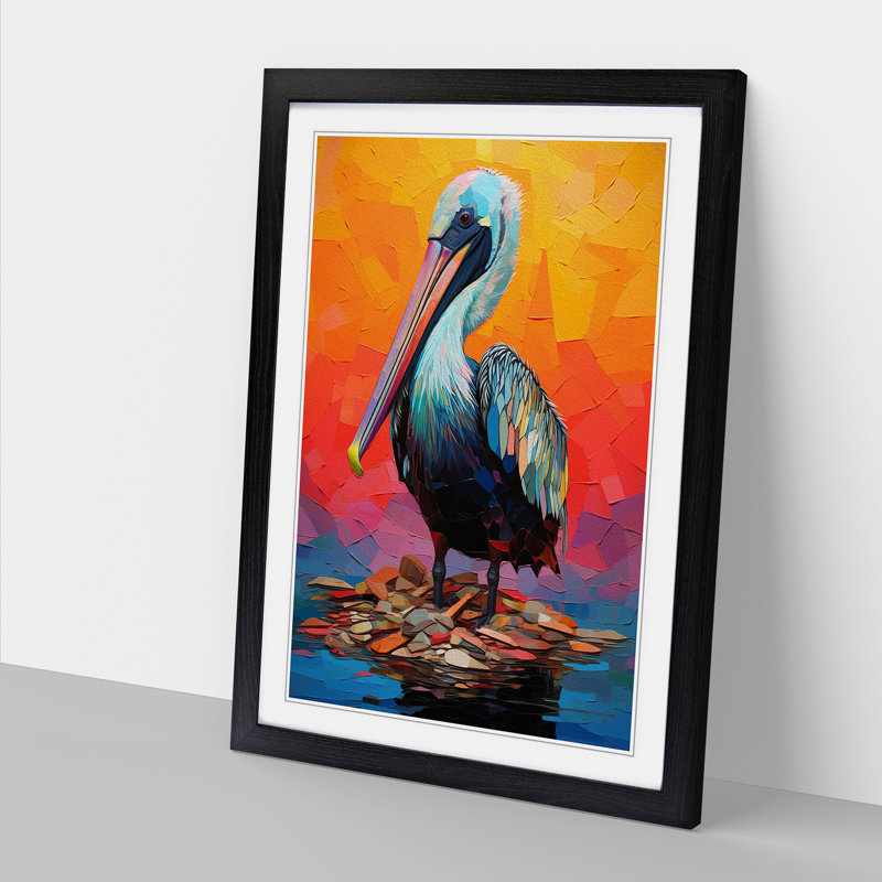 XYZ-FRM-V1223-5038 Pelican Neo-Plasticism - Single Picture Frame Print on Wood, 64cm H x 46cm W x 2cm D, Black