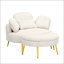Fauteuil en velours côtelé avec repose-pieds-108743756