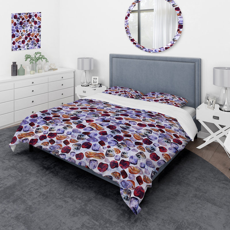 Precious Stones Ii foncé - ensemble de housse de couette moderne - microfibre de polyester