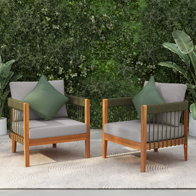 Fauteuil club d'extérieur en bois d'acacia