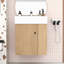 Meuble-lavabo flottant moderne avec lavabo en céramique, porte à motif de vagues et tablettes de rangement Maurice-2082591929