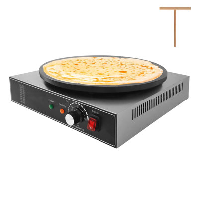 16 Inch Electric Crepe Maker – Commercial Non-Stick Flat Plate Griddle – 1750W, 110V – Accurate Temperature Control & Gauge Lights – Pancakes, Omelets, Home & Restaurant – Single Head