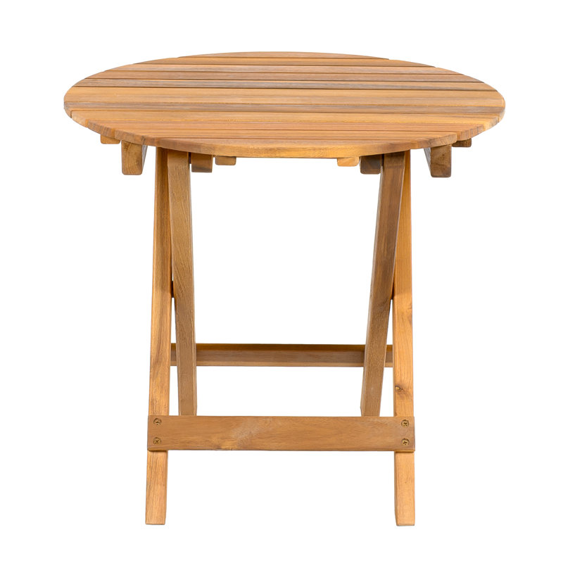 Wood Side Table With Finish, No Assembly, Foldable, Fits Beside Ends