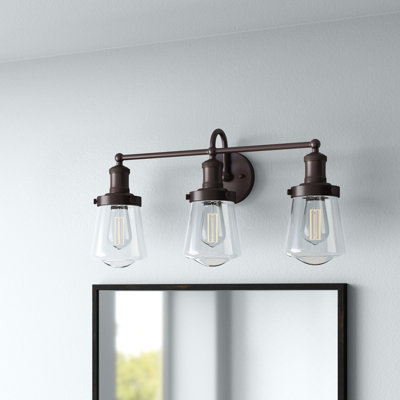 Claremore 22.63'' W 3-Light Steel and Glass Vanity Light With Oval Shape