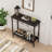 2 Tier Entryway Table, 31.5" Console Tables With Storage, Retro Sofa Table With Metal, Industrial Behind Couch Table-1008443441